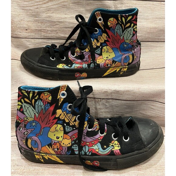 Converse All Star Canvas Black Graffiti Hi Top Sneakers Shoes Unisex Size 3 - Picture 1 of 11